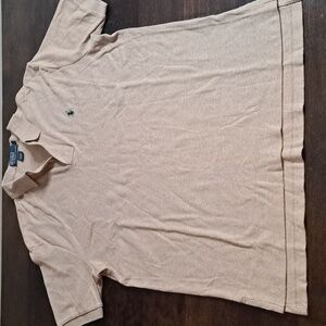 Polo Ralph Lauren Shirt Men's Large Beige Green Pony Embroidered